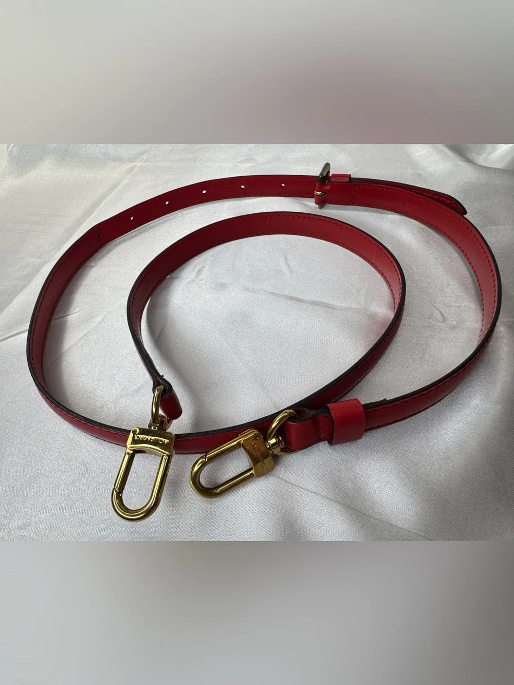 Louis Vuitton Red Leather Adjustable Strap with Gold Hardware